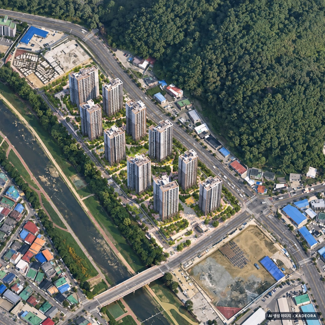 대전 롯데캐슬 더퍼스트 단지 전경 AI 상상도(주간 항공) — 대전 동구 착공 952세대