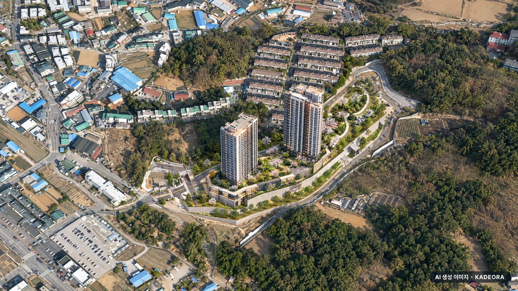 오남역 서희스타힐스 여의재 3단지 단지 전경 AI 상상도(주간 항공) — 경기 남양주시 착공 117세대