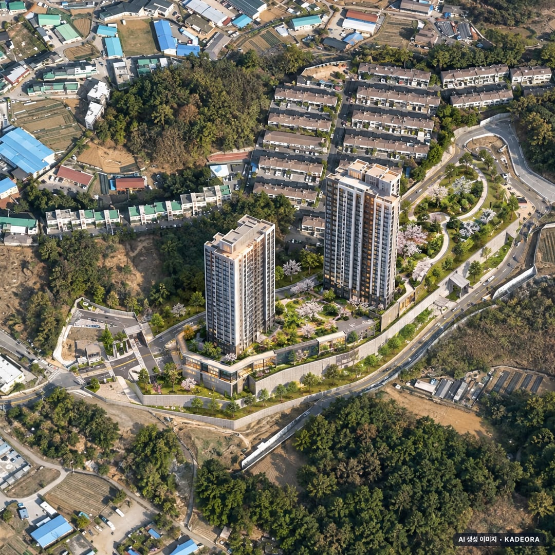 오남역 서희스타힐스 여의재 3단지 단지 전경 AI 상상도(주간 항공) — 경기 남양주시 착공 117세대