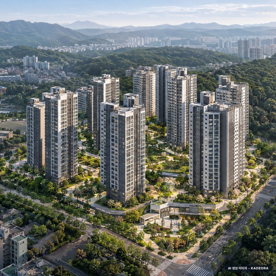 고덕 자연앤 하우스디(A4BL)(민영)(5차) 이번 35세대 공급 기준 AI 상상도(주간 항공) — 실제와 다를 수 있음