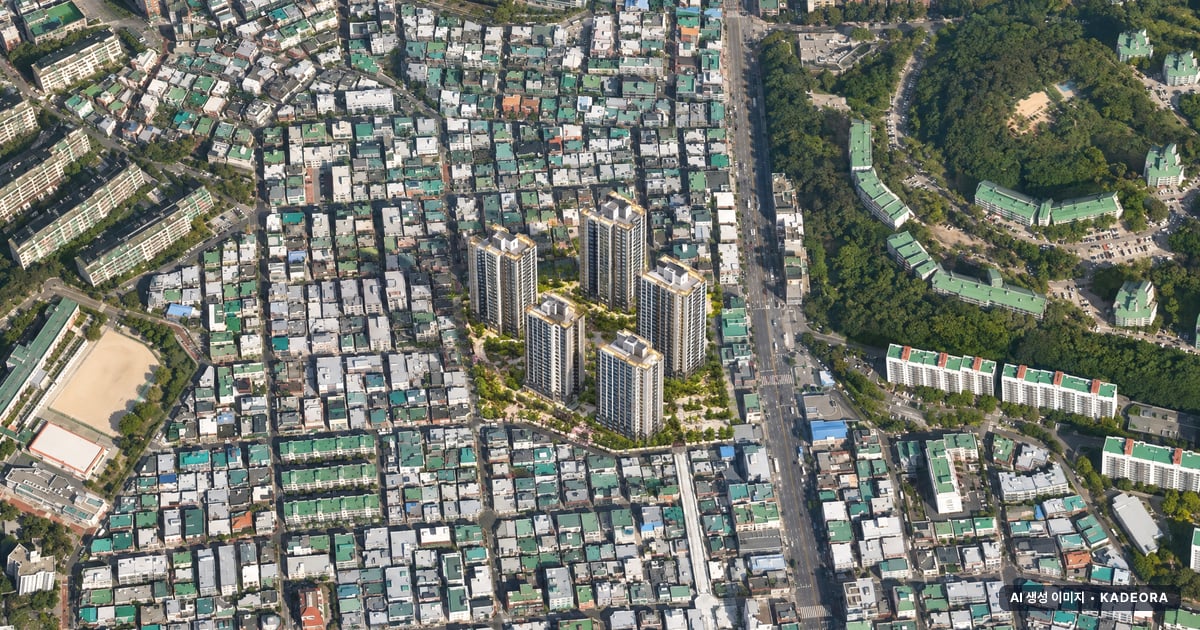 망미8 재개발 망미8 재개발 단지 전경 AI 상상도 — 수영구 망미동 663세대