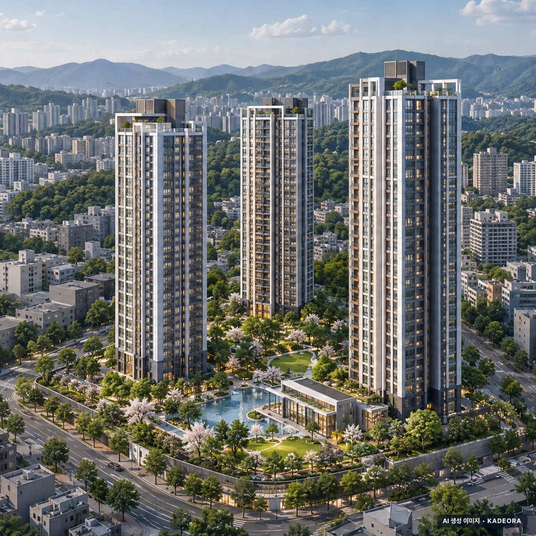 대연맨션 소규모재건축 조감도 AI 상상도(주간 항공) — 부산 남구 착공 160세대