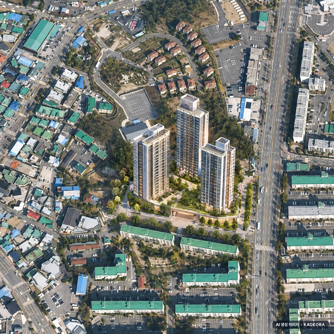 평택시 송원.현대연립 조감도 AI 상상도(주간 항공) — 경기 평택시 관리처분인가 259세대