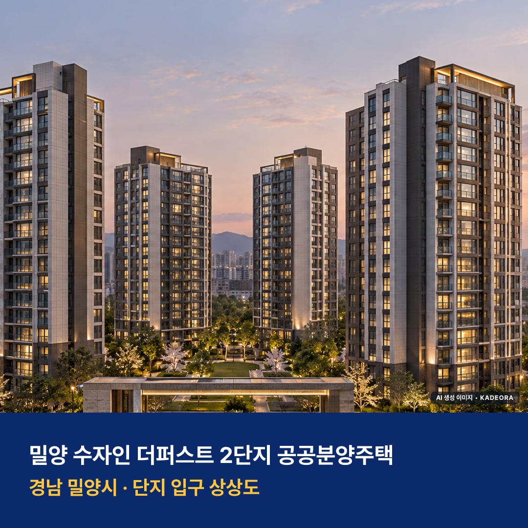 밀양 수자인 더퍼스트 2단지 공공분양주택 입주 주변 경관 · AI 생성 상상도 · 실제와 다를 수 있음