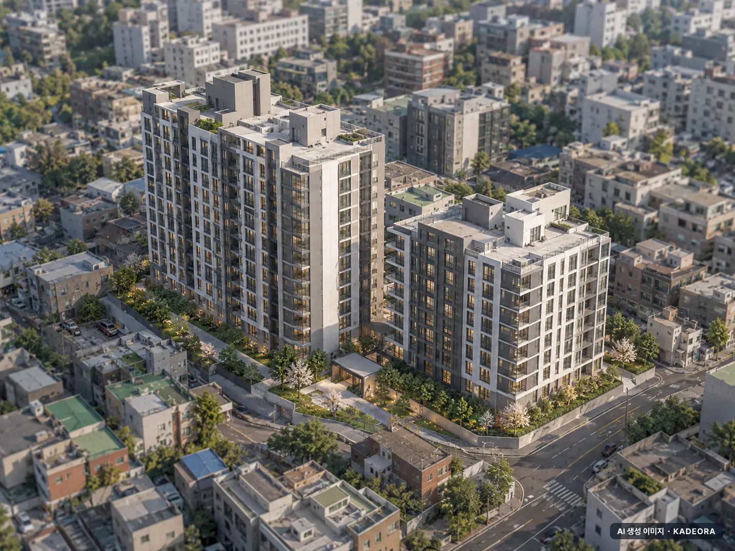 부산 연제구 진일아파트 가로주택정비 총 190세대 기준 AI 상상도(주간 항공) — 실제와 다를 수 있음