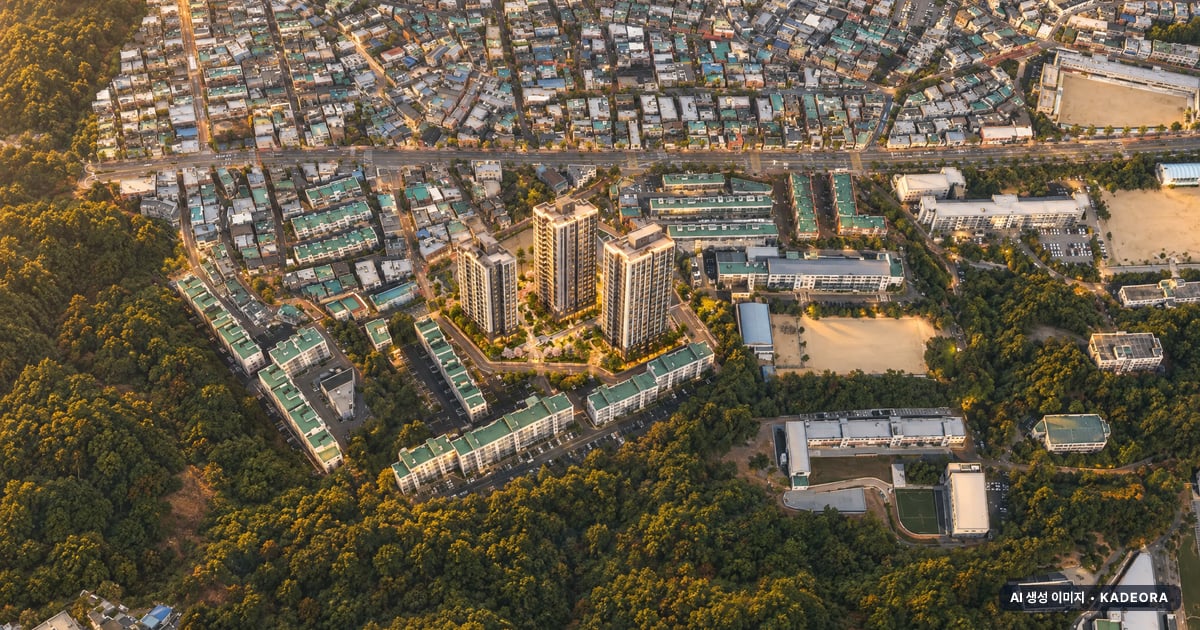 부산 연제구 진일아파트 가로주택정비 조감도 AI 상상도(노을 항공) — 부산 연제구 조합설립 190세대