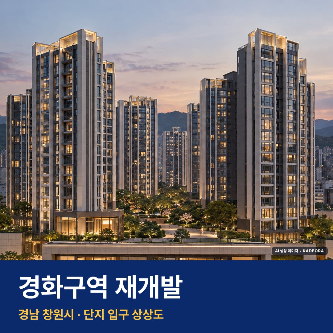 경화구역 재개발 단지 전경 AI 상상도 — 창원시 경화동 1,415세대