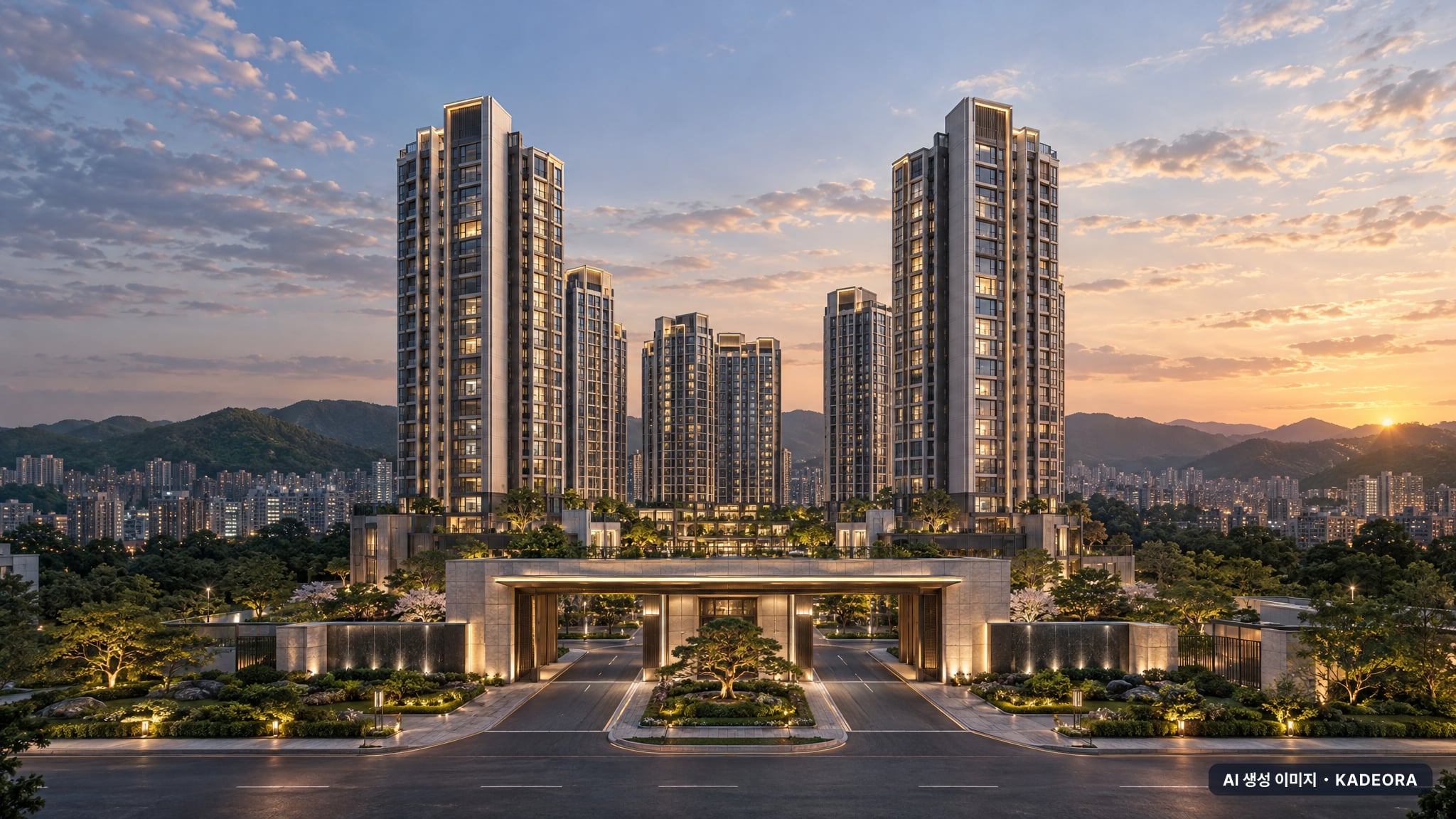 경산 상방공원 호반써밋 1단지 단지 전경 AI 상상도(단지 입구) — 경북 상방동 착공 1,004세대