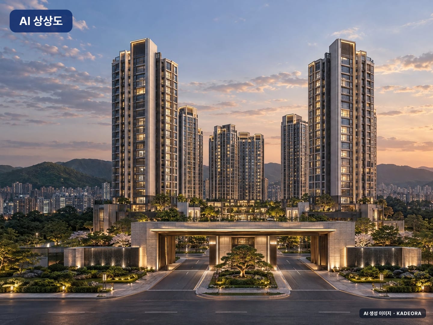 경산 상방공원 호반써밋 1단지 단지 전경 AI 상상도(단지 입구) — 경북 상방동 착공 1,004세대