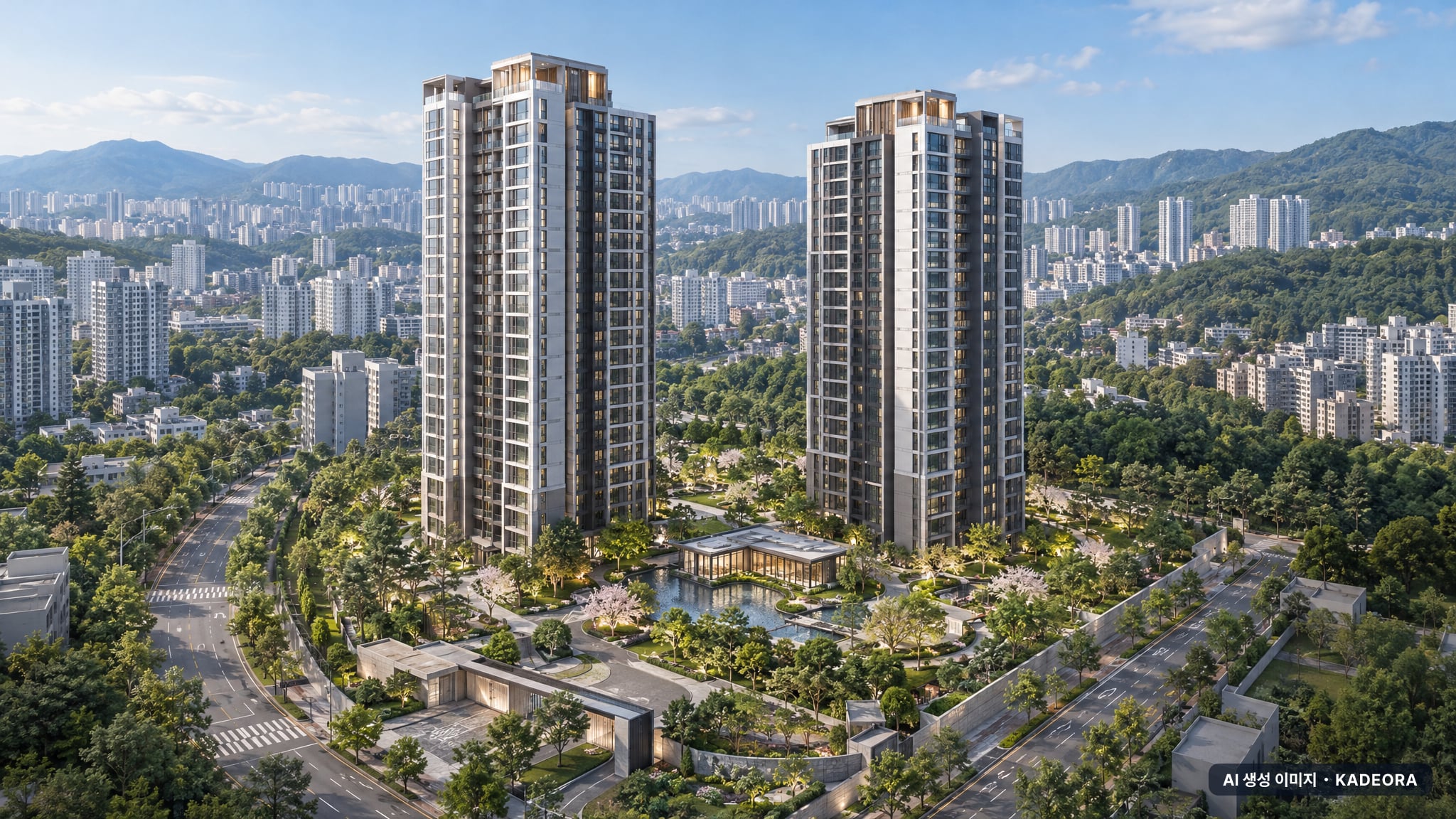 서수원 에피트 센트럴마크(M1BL) 단지 전경 AI 상상도(주간 항공) — 경기 수원시 착공 190세대