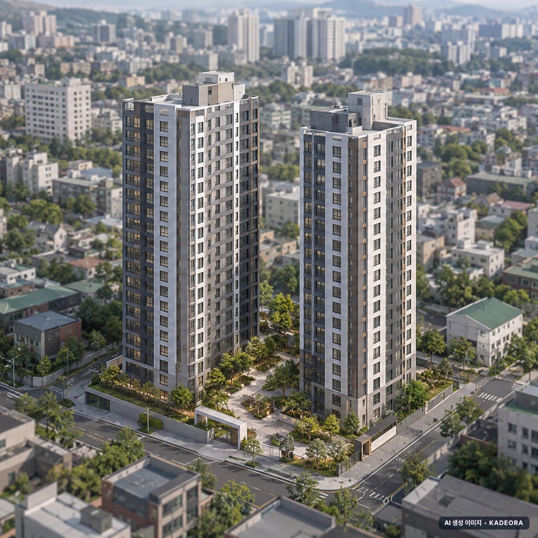 울산반구 수자인 더센트럴 2개동·최고 17층·총 178세대(이번 118세대 공급) 기준 AI 상상도(주간 항공) — 실제와 다를 수 있음