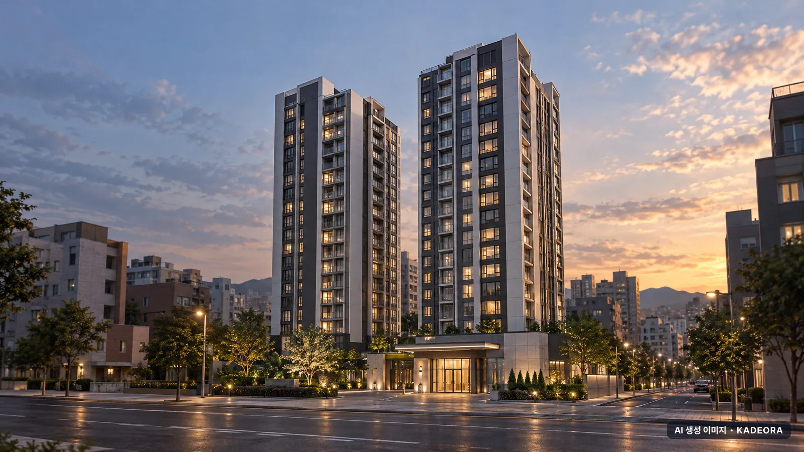 울산반구 수자인 더센트럴 2개동·최고 17층·총 178세대(이번 118세대 공급) 기준 AI 상상도(단지 입구) — 실제와 다를 수 있음