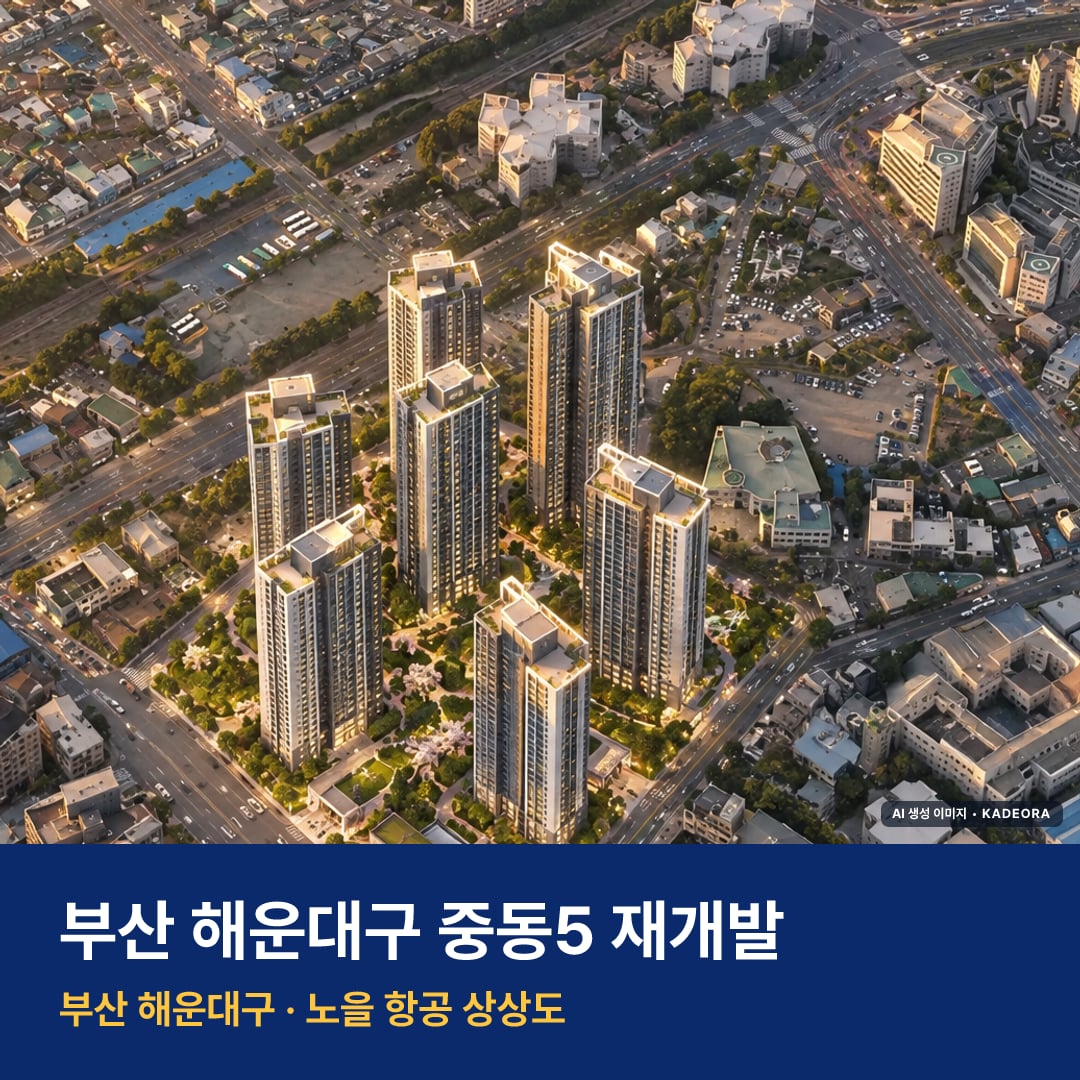 아크로 해운대 단지 전경 AI 상상도 — 해운대구 중동 1,149세대