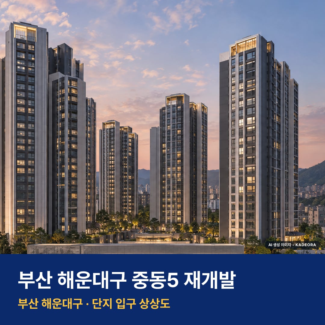 아크로 해운대 단지 전경 AI 상상도 — 해운대구 중동 1,149세대