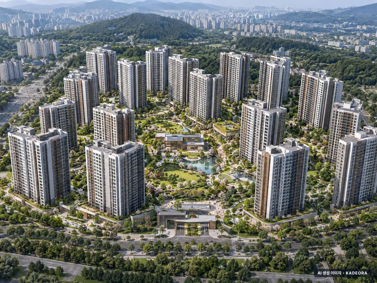 아크메르 동탄 총 1,808세대 기준 AI 상상도(주간 항공) — 실제와 다를 수 있음