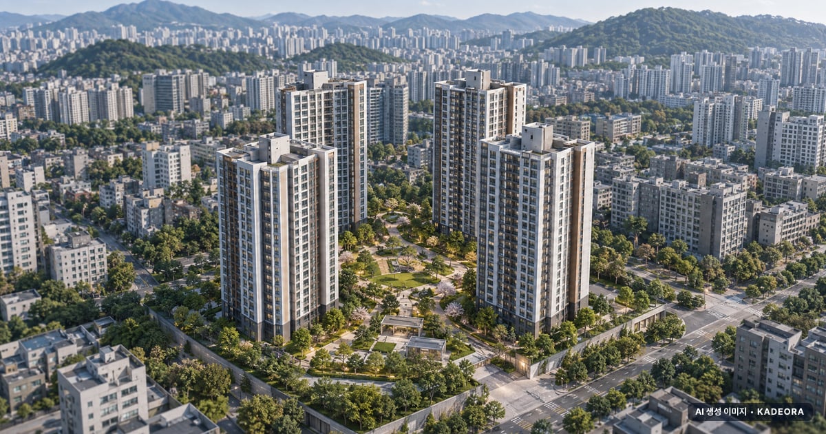 강남구 일원동 615-1번지 공동주택 단지 전경 AI 상상도 — 강남구 일원동 483세대