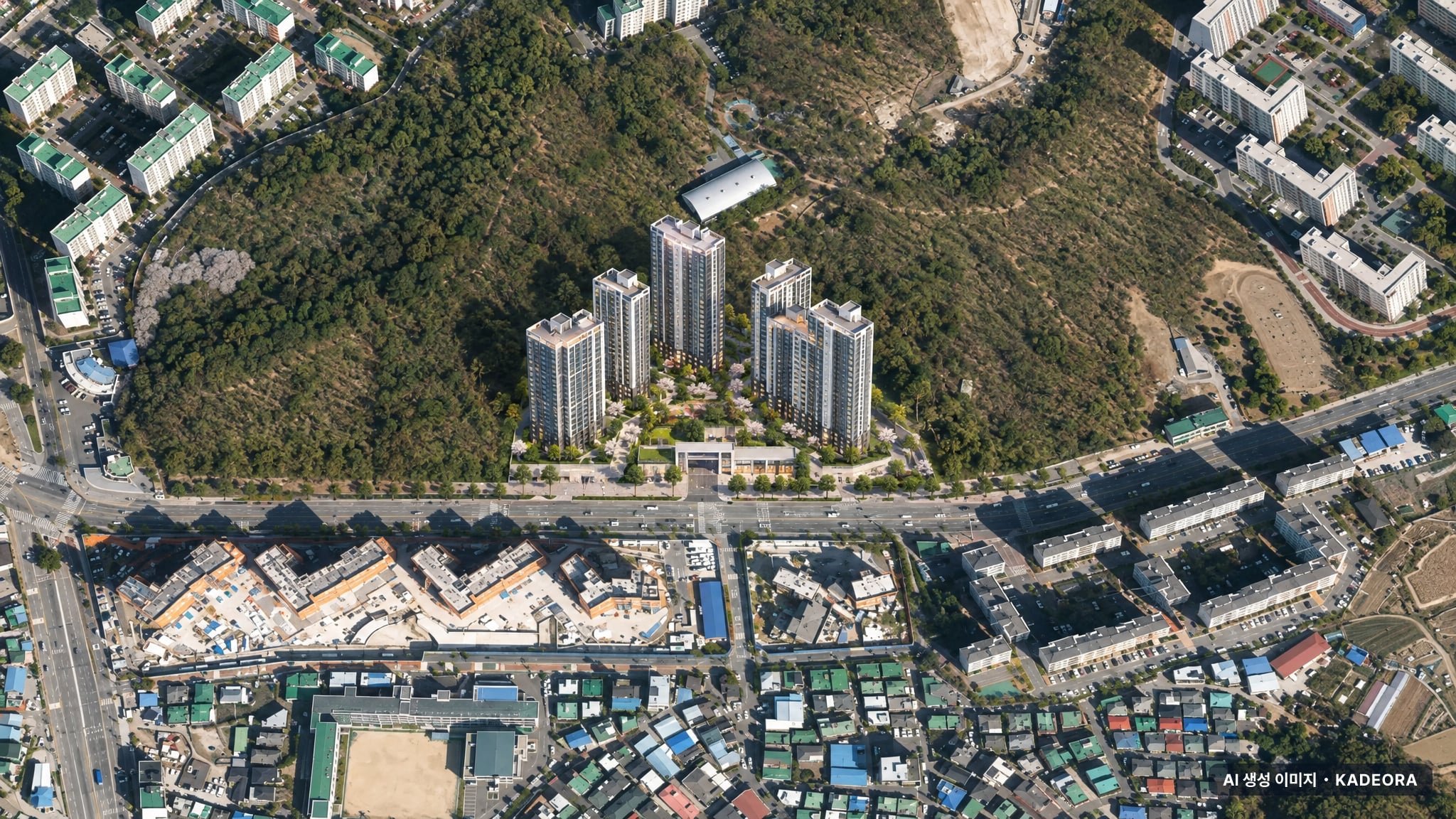 의정부시 장암3구역 조감도 AI 상상도(주간 항공) — 경기 의정부시 착공 701세대