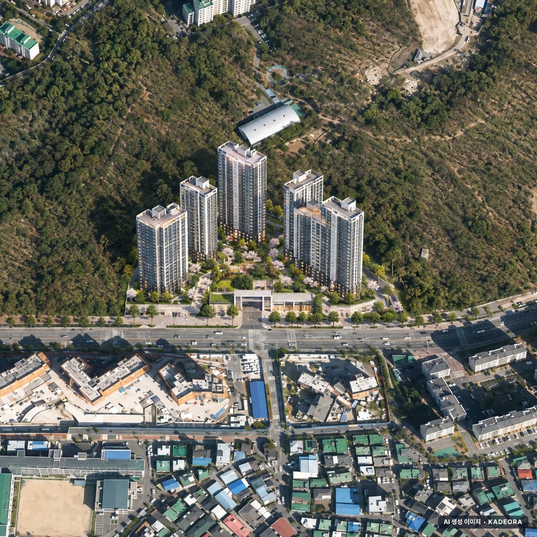 의정부시 장암3구역 조감도 AI 상상도(주간 항공) — 경기 의정부시 착공 701세대