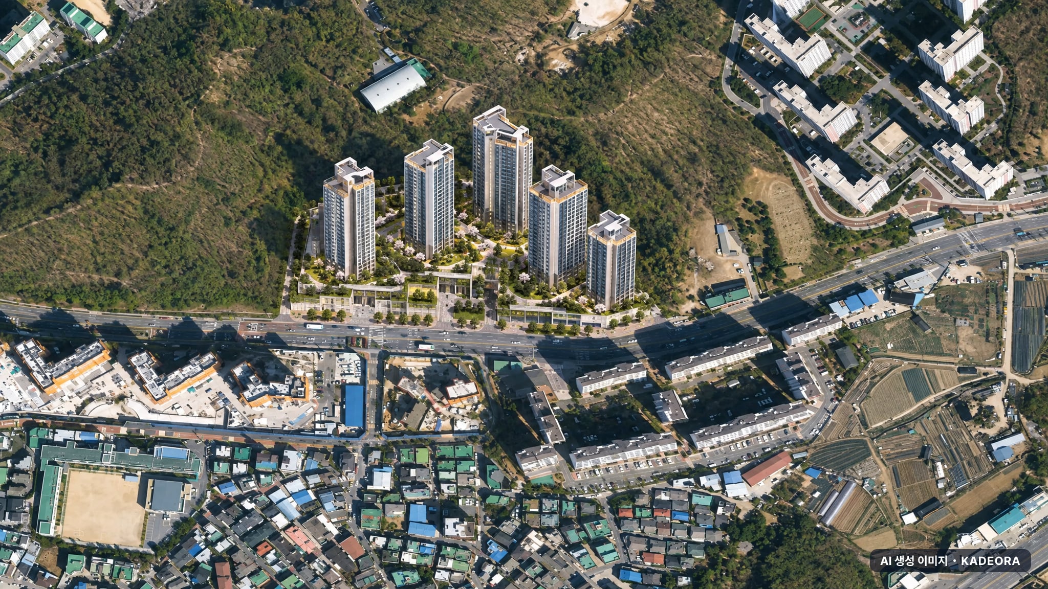 의정부시 장암6구역 단지 전경 AI 상상도(주간 항공) — 경기 의정부시 조합설립 360세대
