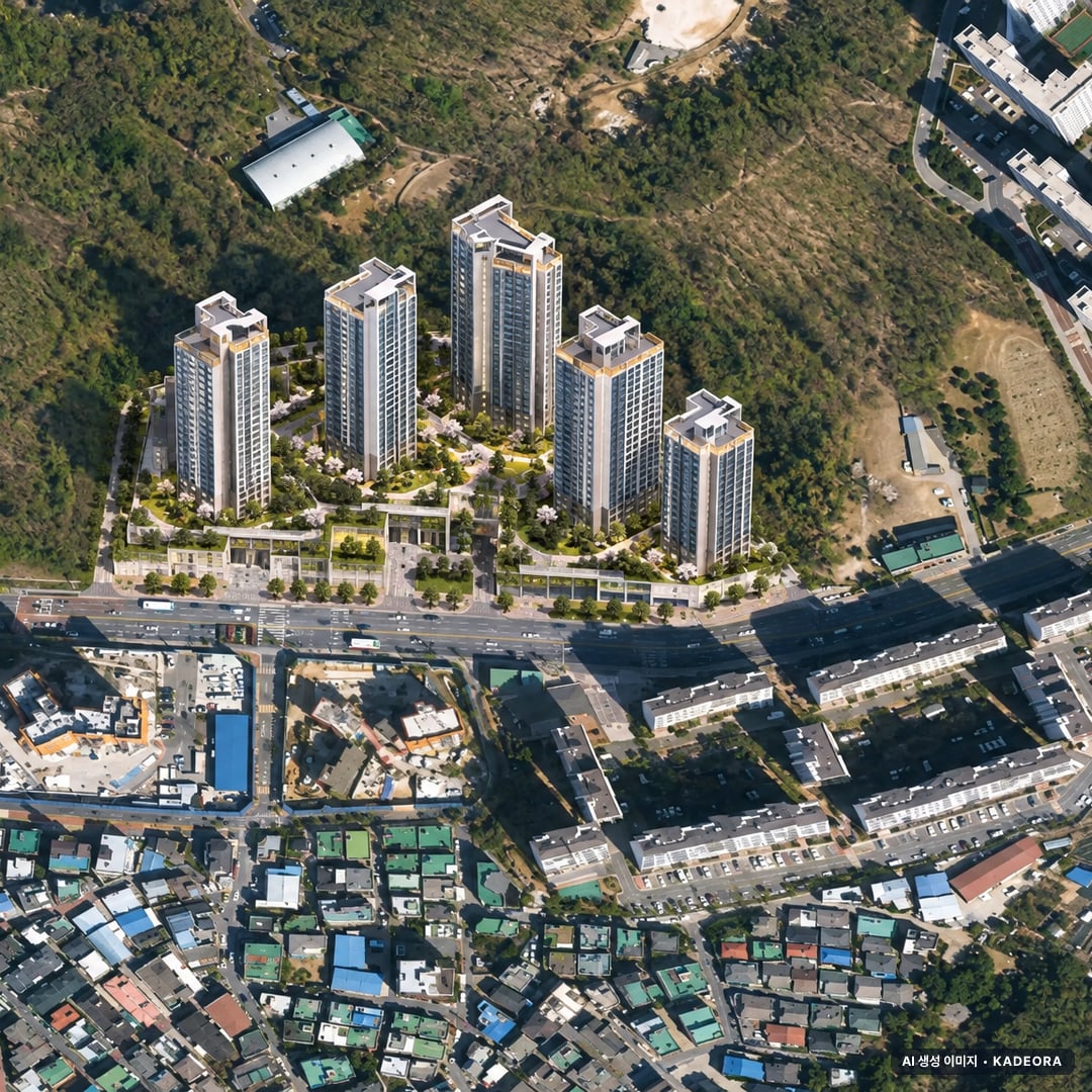 의정부시 장암6구역 조감도 AI 상상도(주간 항공) — 경기 의정부시 조합설립 360세대