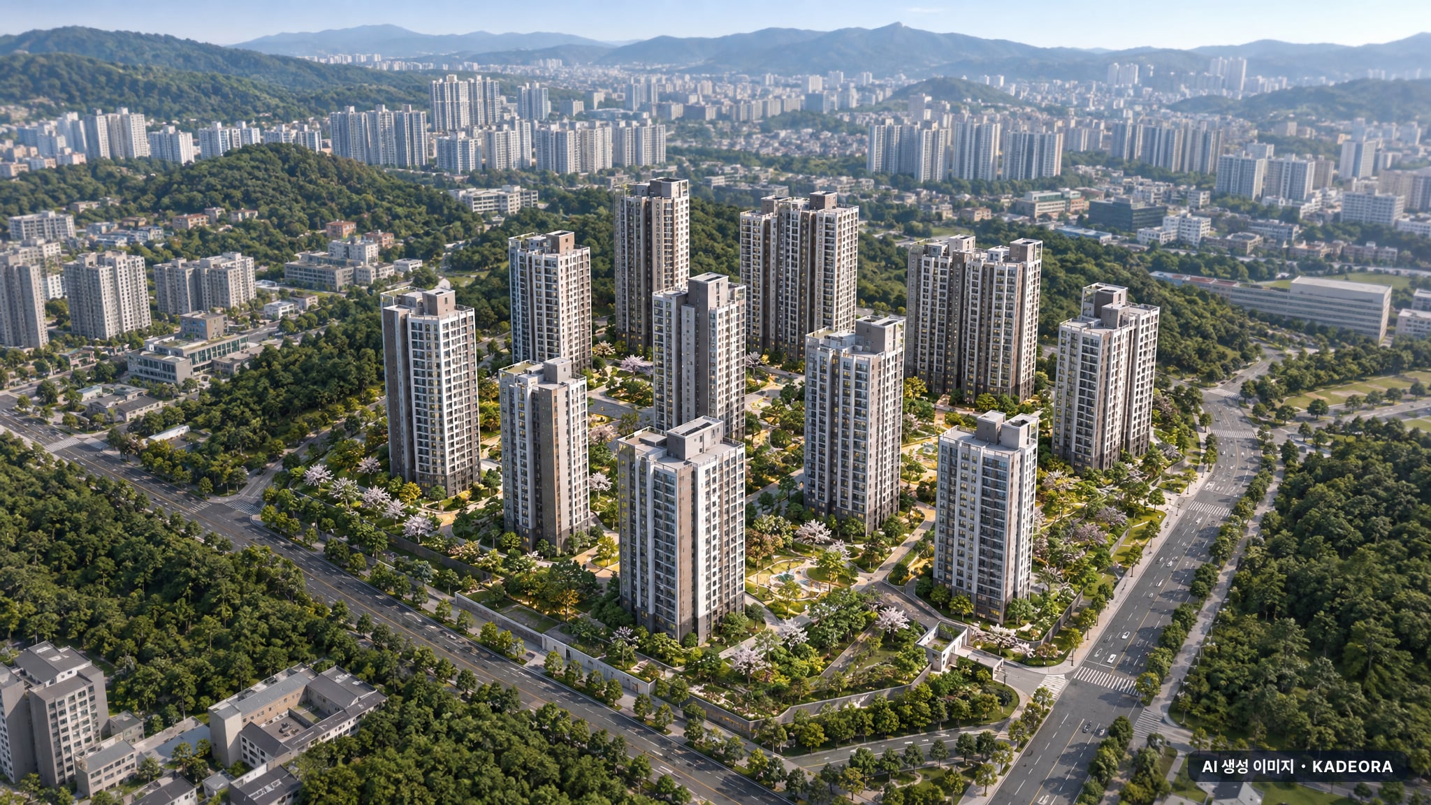 더샵 시에르네(조합원취소분)(2회차) 단지 전경 AI 상상도(주간 항공) — 중구 29세대