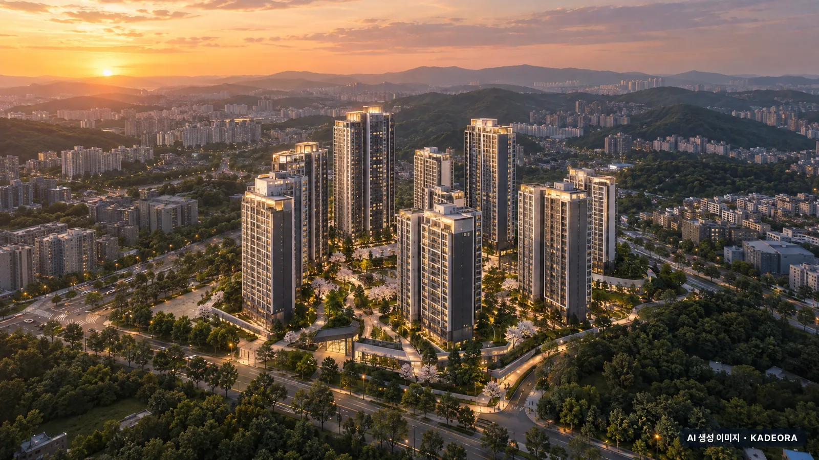 화성 송산 동원로얄듀크 포레(2차) 단지 전경 AI 상상도(저녁) — 화성시 아파트 분양