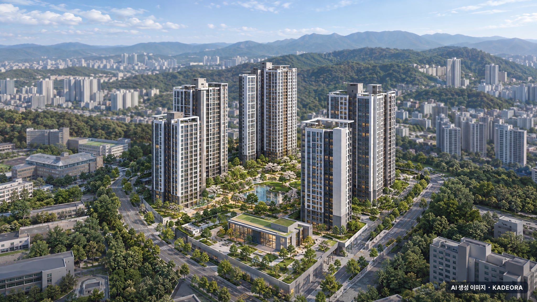 인천 서해구 검암역 푸르지오 프라베뉴 (B-1BL) 공공분양주택 단지 전경 AI 상상도(주간 항공) — 인천 서해구 착공 441세대