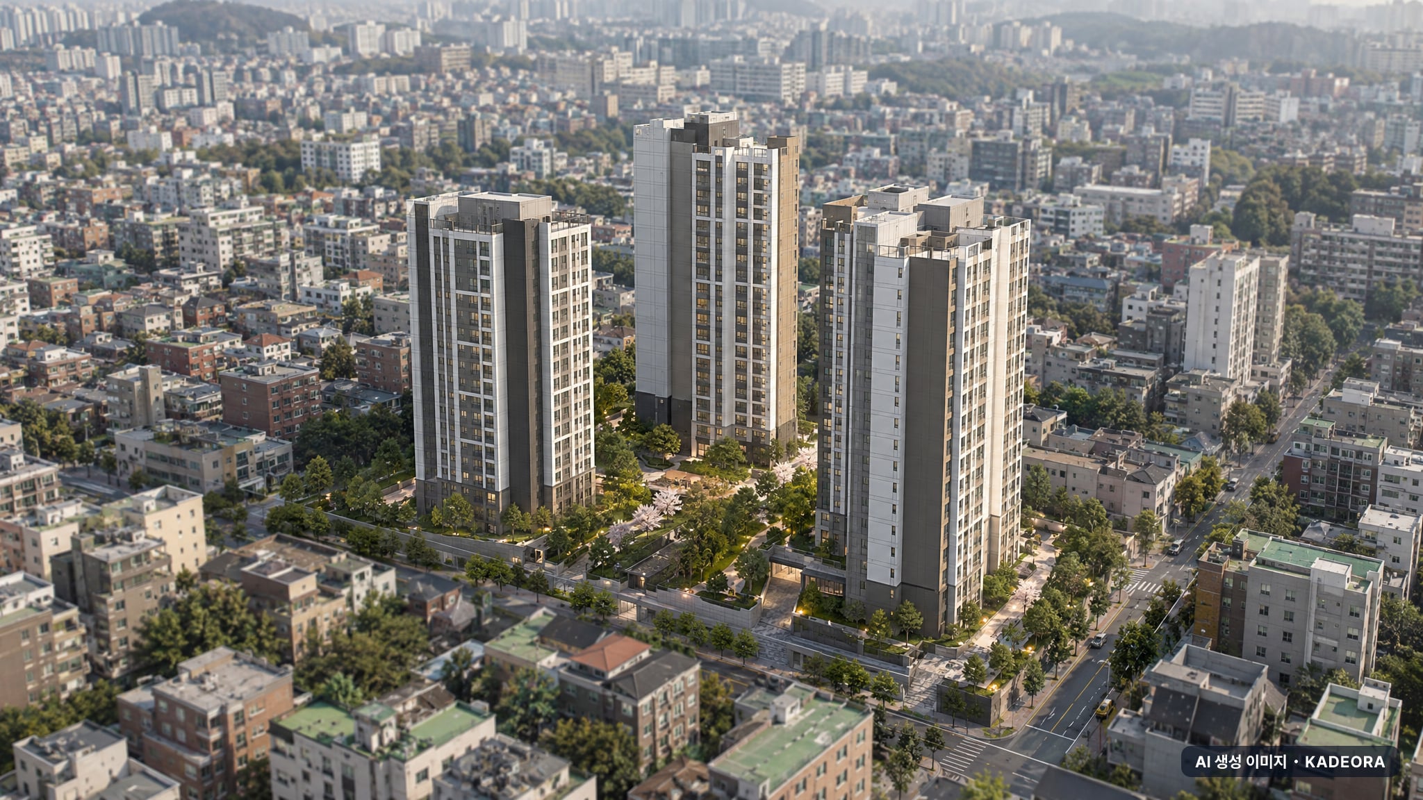천왕3역세권(오류동206-2번지 일대) 장기전세주택 도시정비형 재개발정비구역 총 323세대 기준 AI 상상도 — 실제와 다를 수 있음 천왕3역세권(오류동206-2번지 일대) 장기전세주택 도시정비형 재개발정비구역 총 323세대 기준 AI 상상도(주간 항공) — 실제와 다를 수 있음