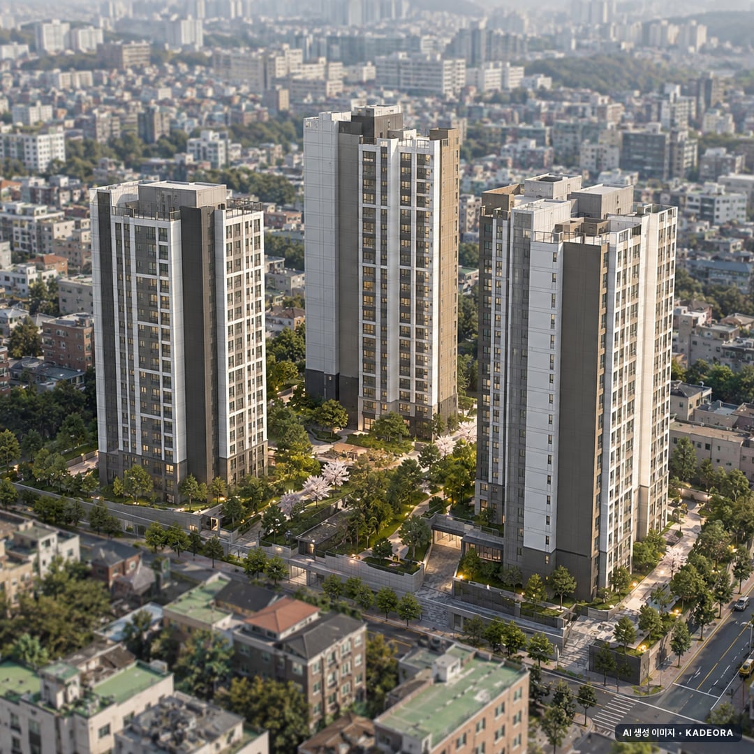 천왕3역세권(오류동206-2번지 일대) 장기전세주택 도시정비형 재개발정비구역 총 323세대 기준 AI 상상도 — 실제와 다를 수 있음 천왕3역세권(오류동206-2번지 일대) 장기전세주택 도시정비형 재개발정비구역 총 323세대 기준 AI 상상도(주간 항공) — 실제와 다를 수 있음