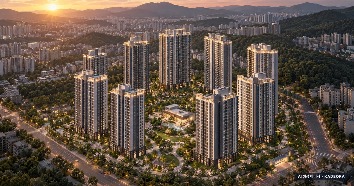 청주 가경 아이파크 8단지 9개동·최고 29층·총 1,128세대 기준 AI 상상도 — 실제와 다를 수 있음 청주 가경 아이파크 8단지 9개동·최고 29층·총 1,128세대 기준 AI 상상도(노을 항공) — 실제와 다를 수 있음