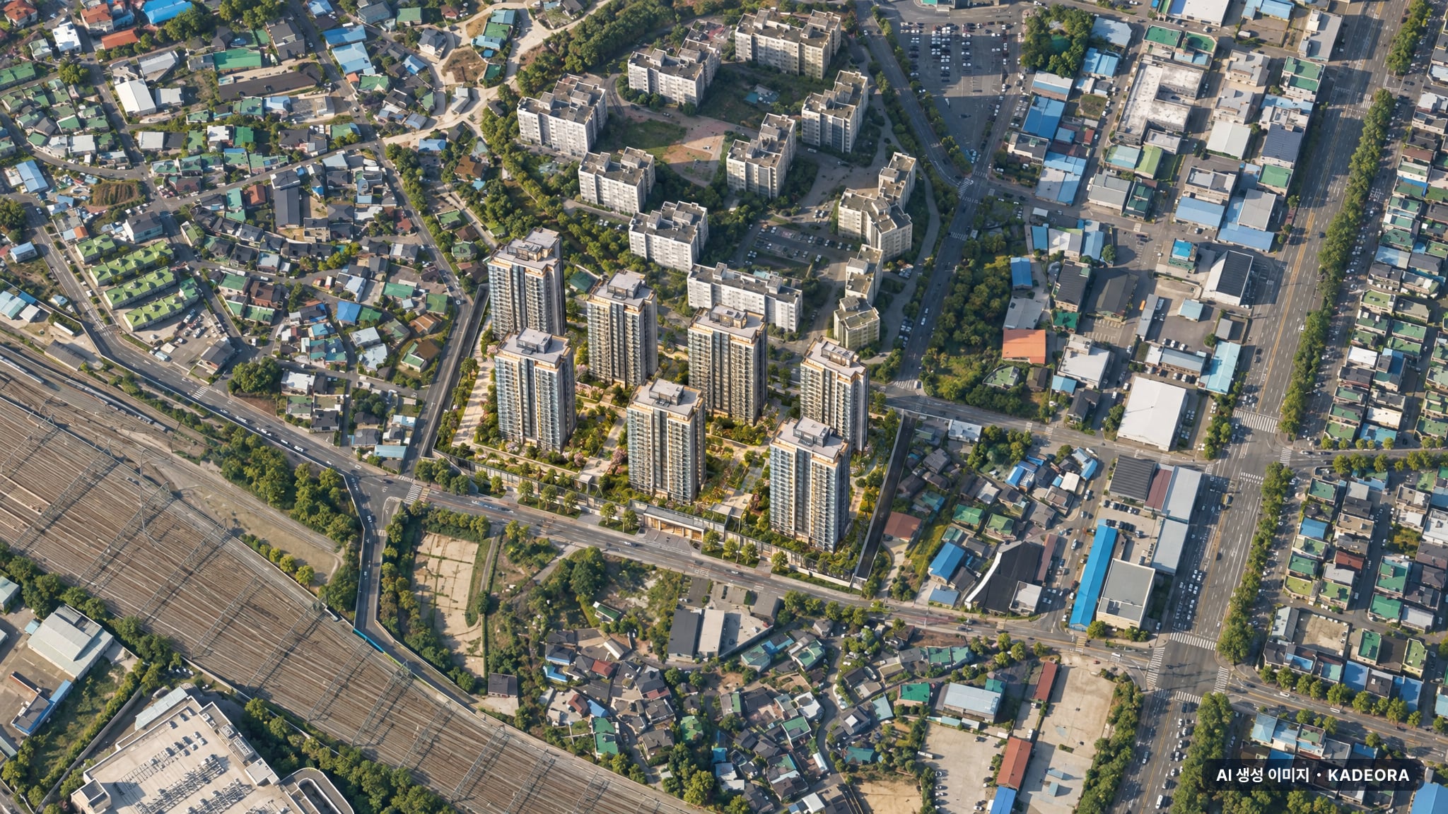 순천 지에이그린웰 하이드원 단지 전경 AI 상상도(주간 항공) — 전남 순천시 착공 475세대
