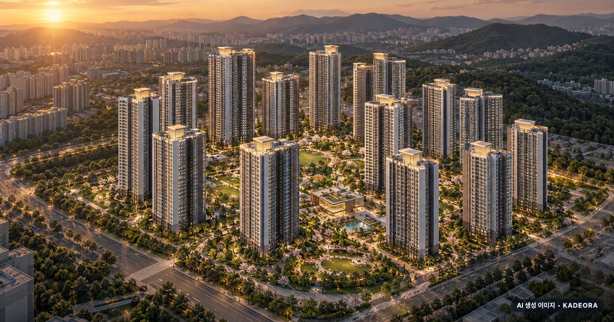 브레인시티 푸르지오 16개동·최고 35층·총 1,990세대 기준 AI 상상도(노을 항공) — 실제와 다를 수 있음