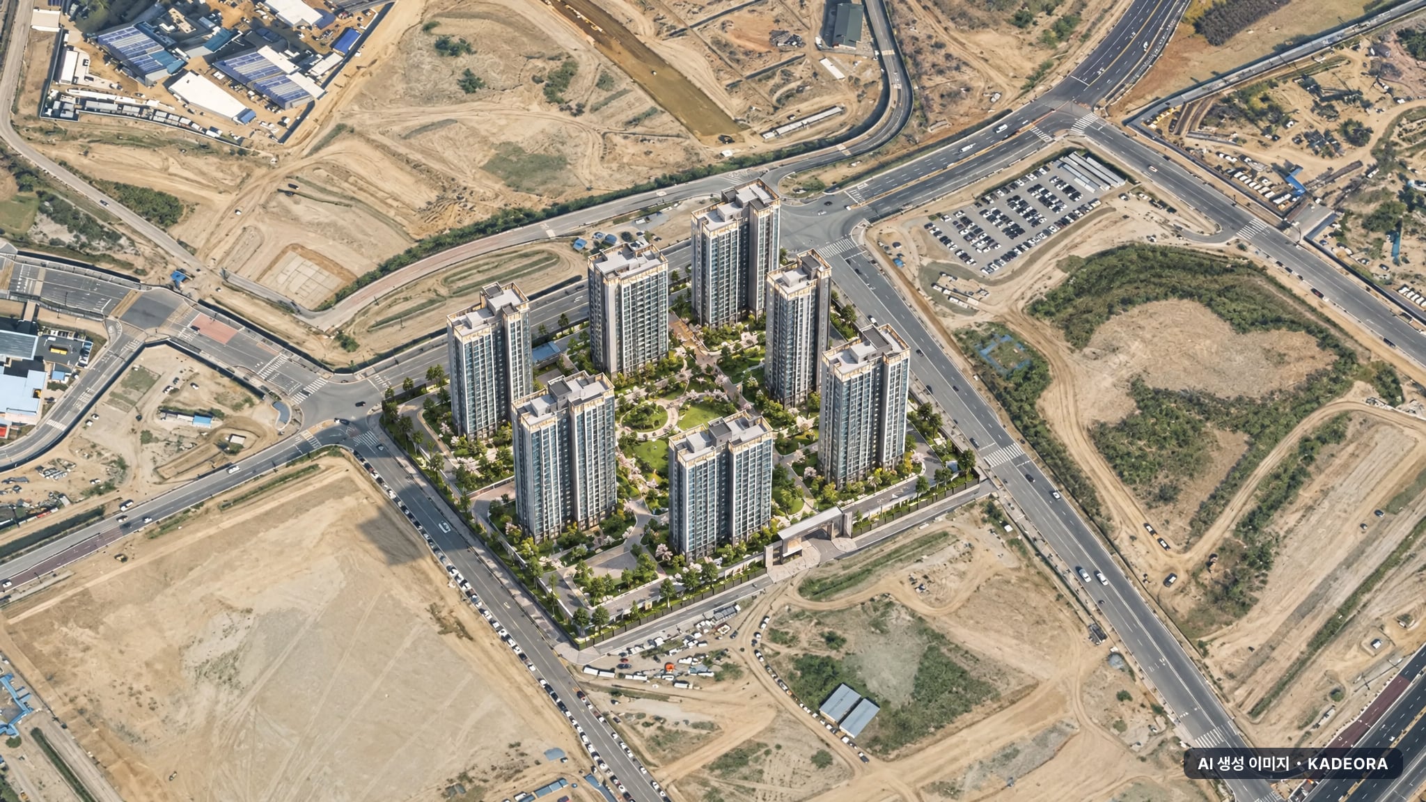 고양 장항 아테라 단지 전경 AI 상상도(주간 항공) — 경기 고양시 착공 760세대