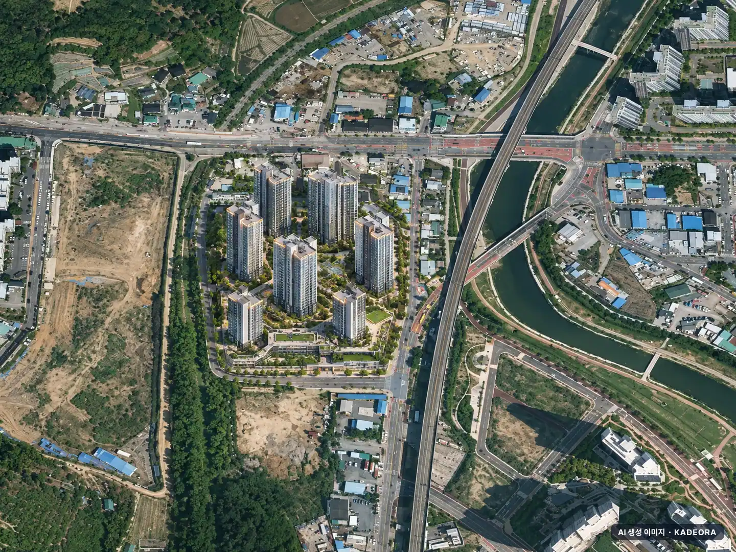 울산 청량읍 덕하리 공동주택 이번 631세대 공급 기준 AI 상상도 — 실제와 다를 수 있음 울산 청량읍 덕하리 공동주택 이번 631세대 공급 기준 AI 상상도(주간 항공) — 실제와 다를 수 있음