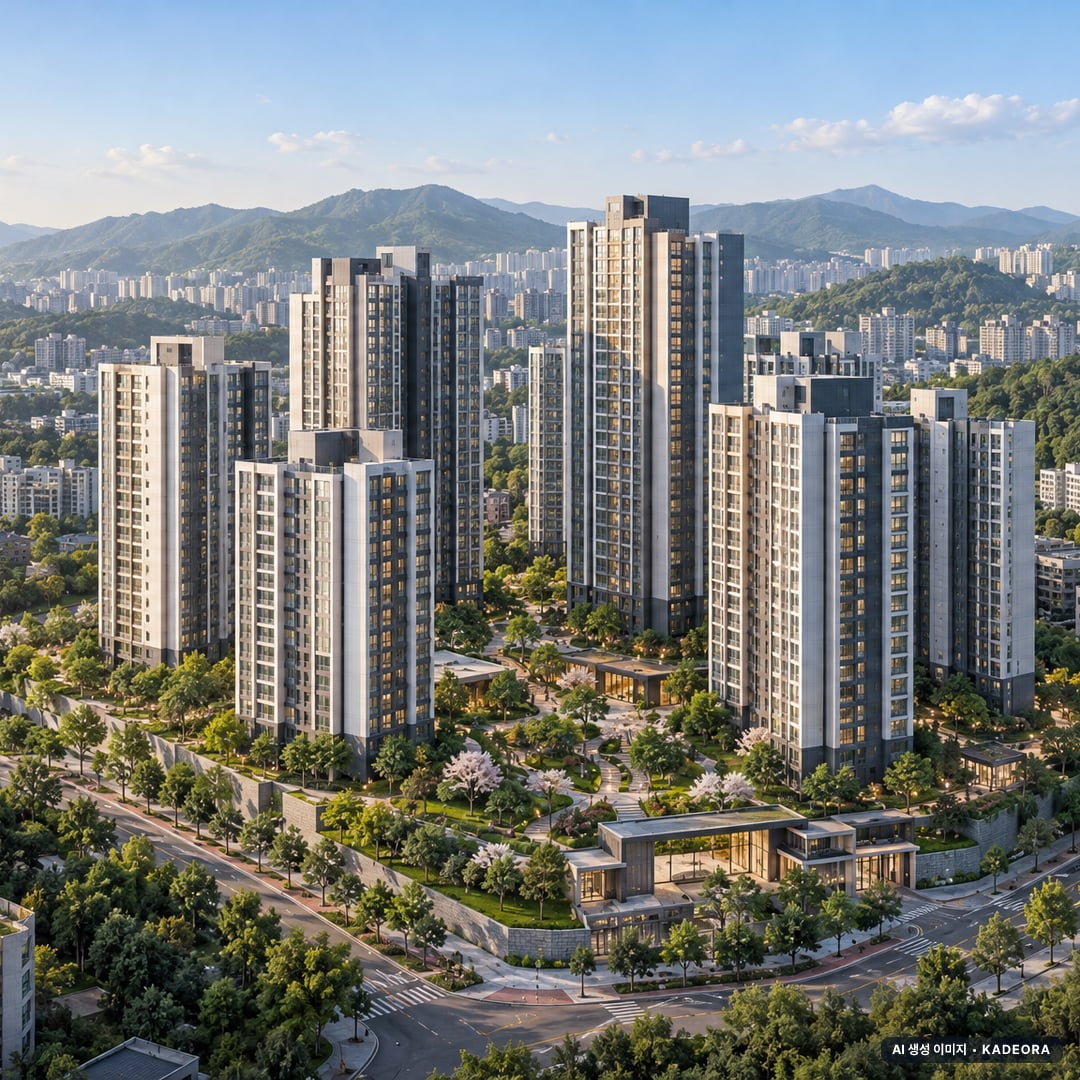 청계백상앨리츠(3차) 이번 11세대 공급 기준 AI 상상도(주간 항공) — 실제와 다를 수 있음