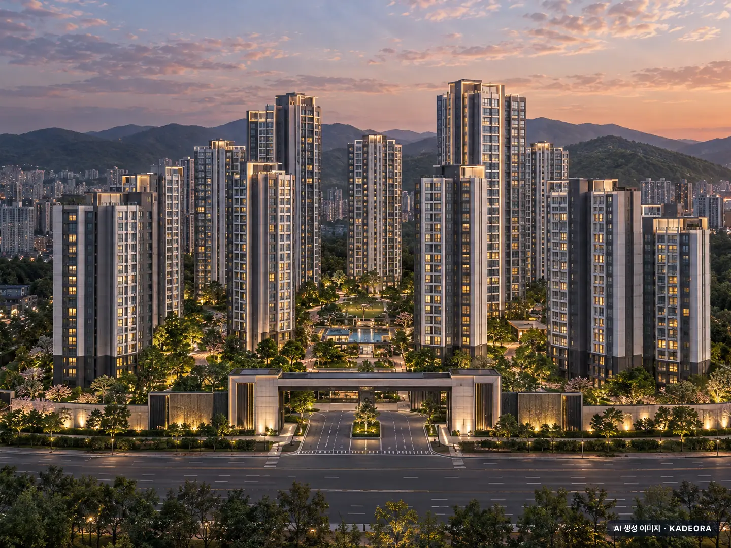 중앙공원 롯데캐슬 시그니처 2-2BL 14개동·최고 28층·총 928세대 기준 AI 상상도(단지 입구) — 실제와 다를 수 있음