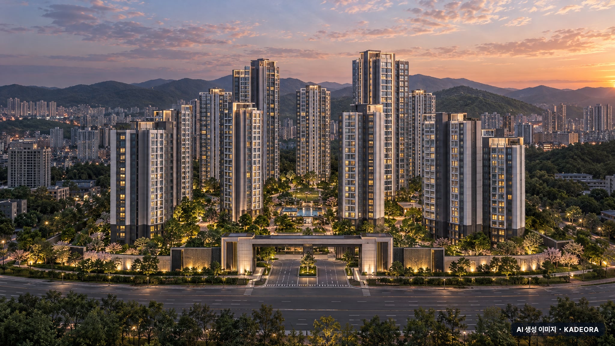 중앙공원 롯데캐슬 시그니처 2-2BL 14개동·최고 28층·총 928세대 기준 AI 상상도(단지 입구) — 실제와 다를 수 있음