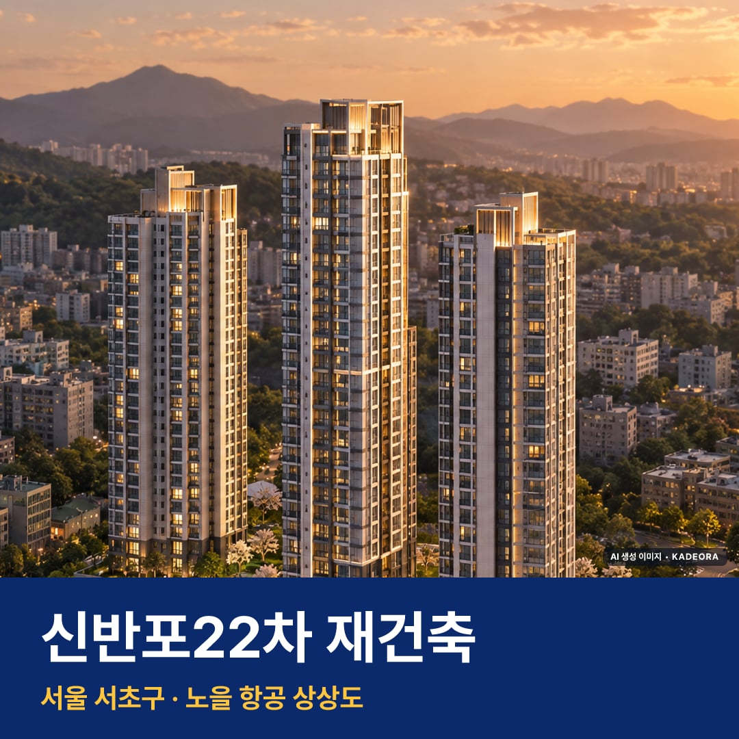 신반포22차 재건축 단지 전경 AI 상상도 — 서초구 잠원동 160세대