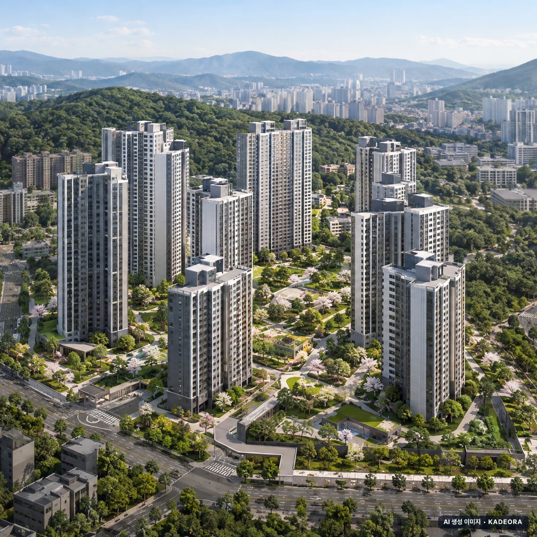 부산 남구 문현5차 공동주택 이번 557세대 공급 기준 AI 상상도 — 실제와 다를 수 있음 부산 남구 문현5차 공동주택 이번 557세대 공급 기준 AI 상상도(주간 항공) — 실제와 다를 수 있음