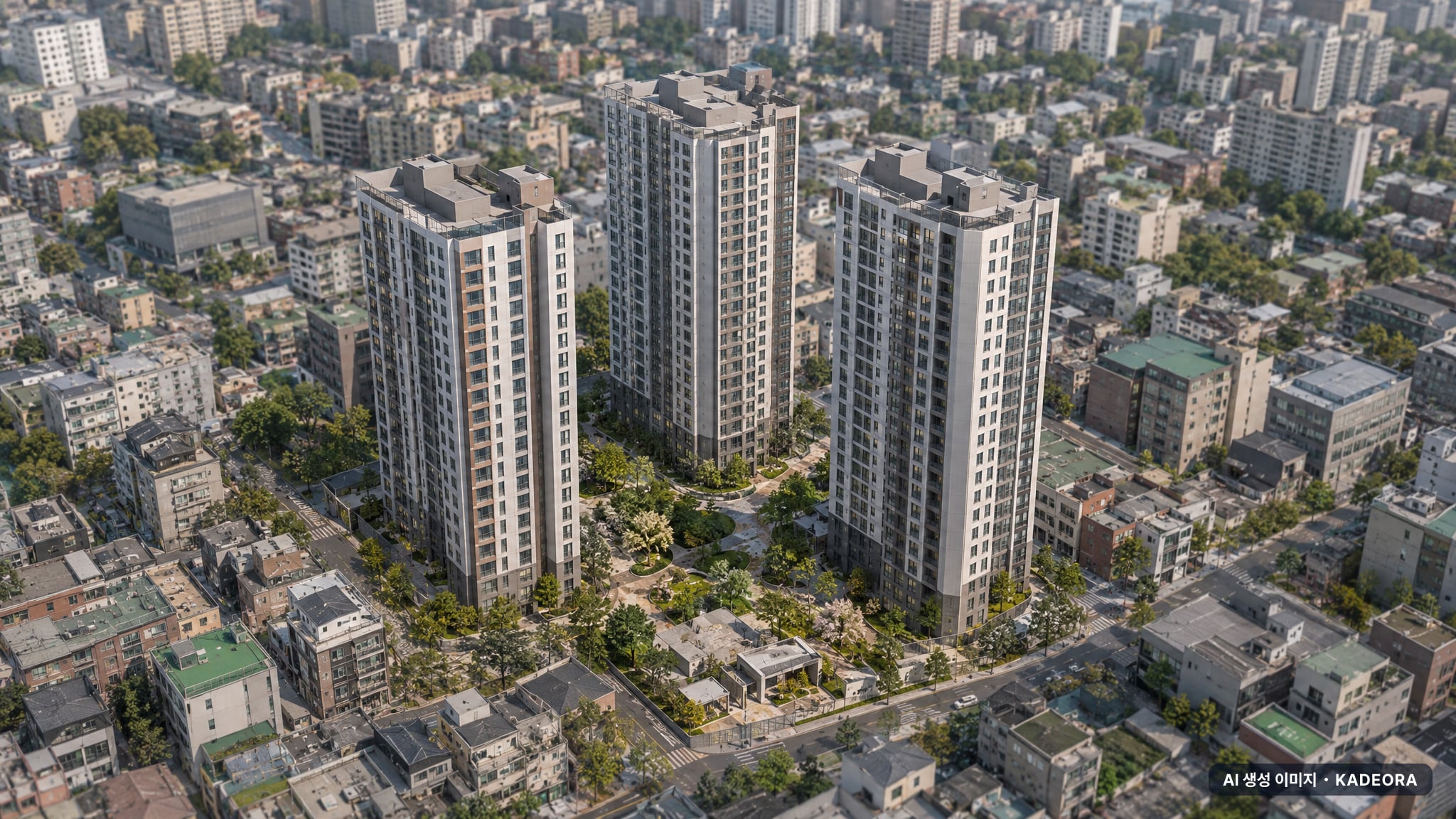 고양Ⅰ-2구역 총 271세대 기준 AI 상상도(주간 항공) — 실제와 다를 수 있음