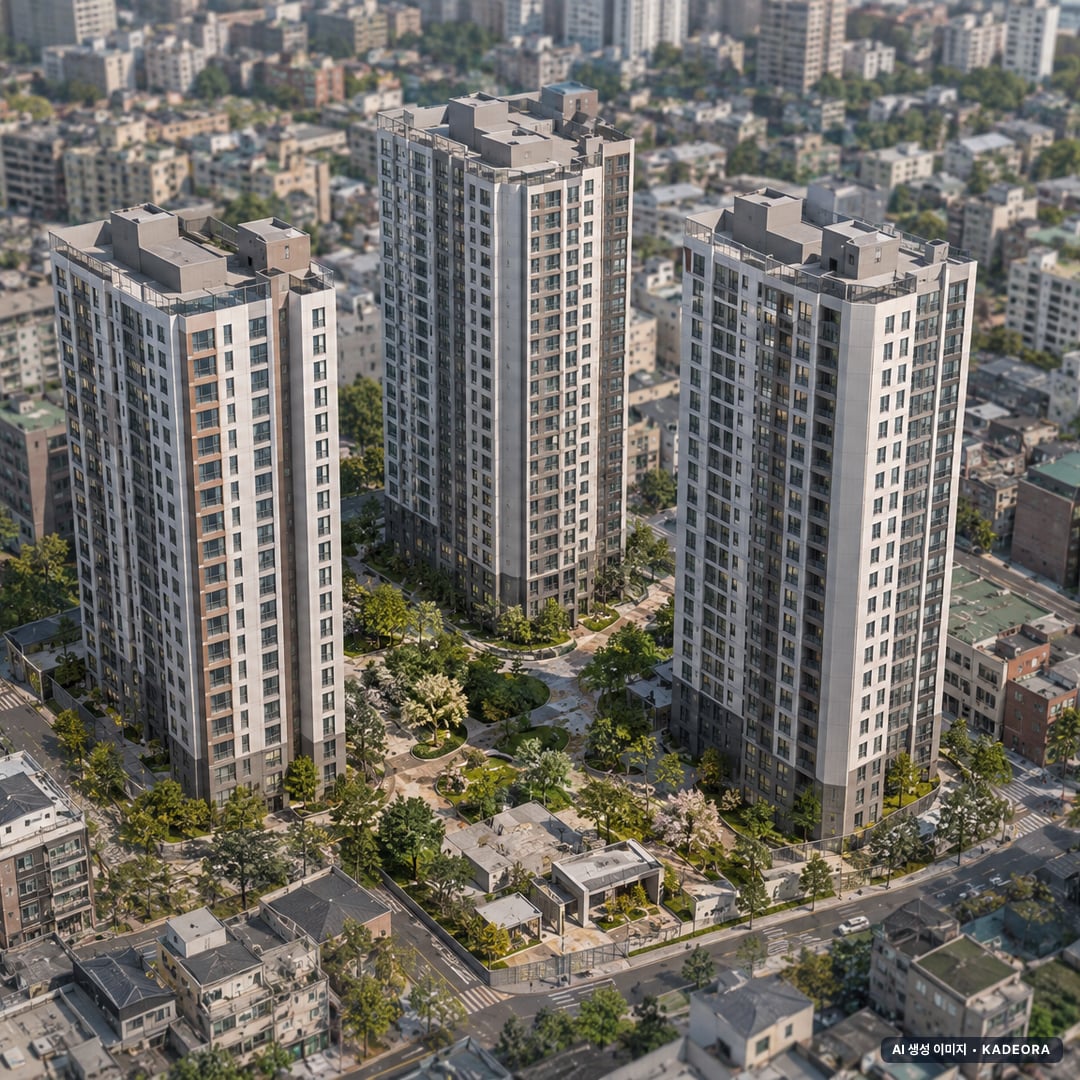 고양Ⅰ-2구역 총 271세대 기준 AI 상상도(주간 항공) — 실제와 다를 수 있음