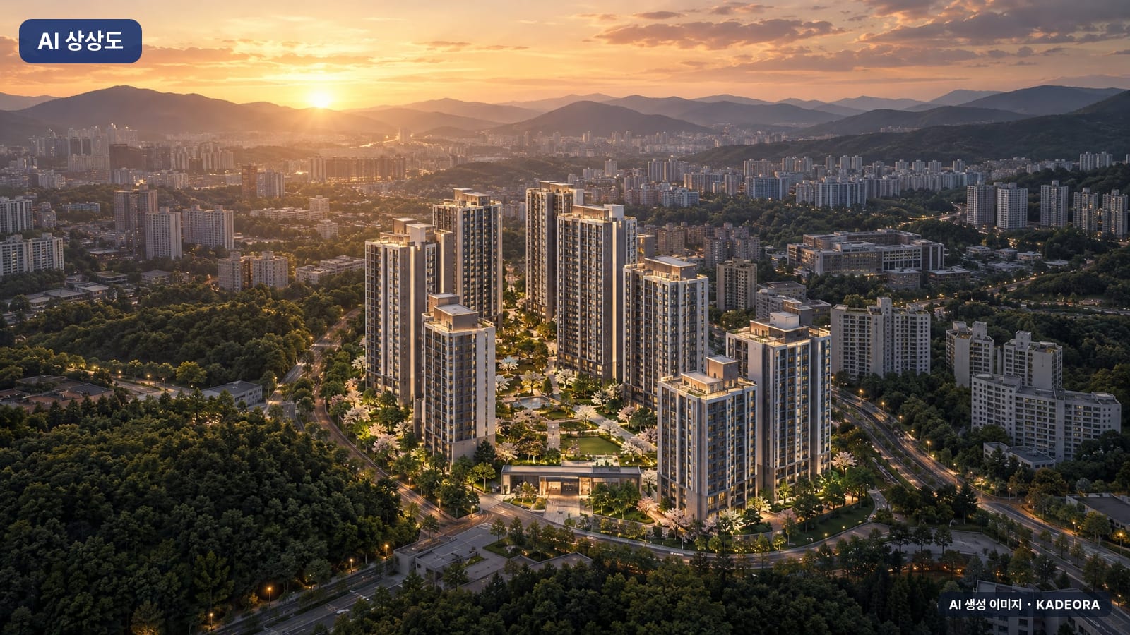 풍무역세권 수자인 그라센트 2차(4차) 단지 전경 AI 상상도(노을 항공) — 김포시