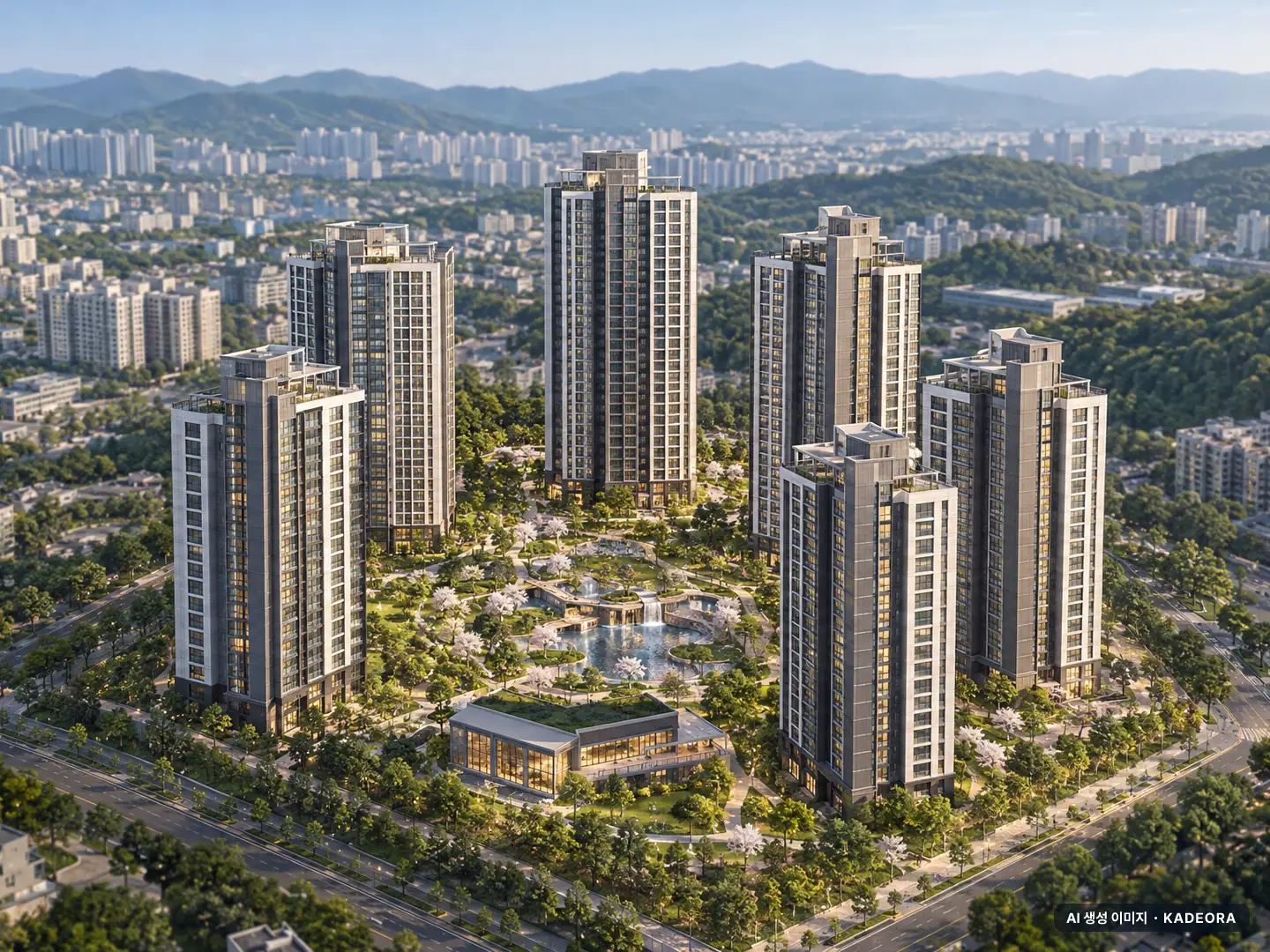 시티오씨엘 8단지 7개동·총 1,349세대 기준 AI 상상도(주간 항공) — 실제와 다를 수 있음