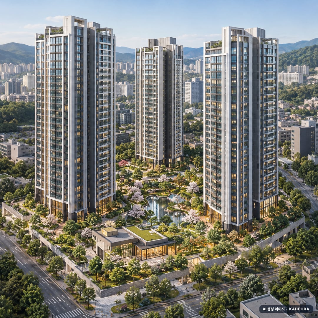 성창아파트 소규모재건축 조감도 AI 상상도(주간 항공) — 부산 사업시행인가 51세대
