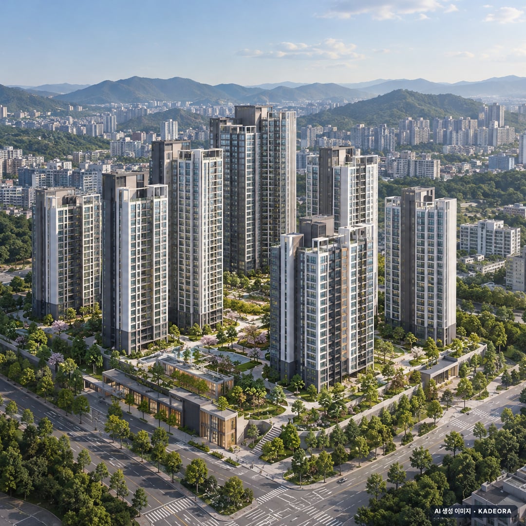 리아츠 더 인천(23차) 이번 7세대 공급 기준 AI 상상도(주간 항공) — 실제와 다를 수 있음