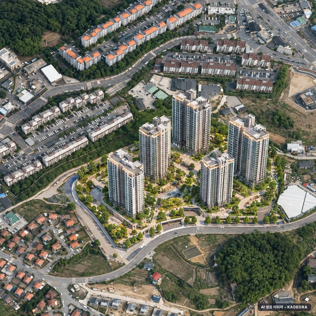 이천자이 더 레브 조감도 AI 상상도(주간 항공) — 경기 이천시 착공 635세대
