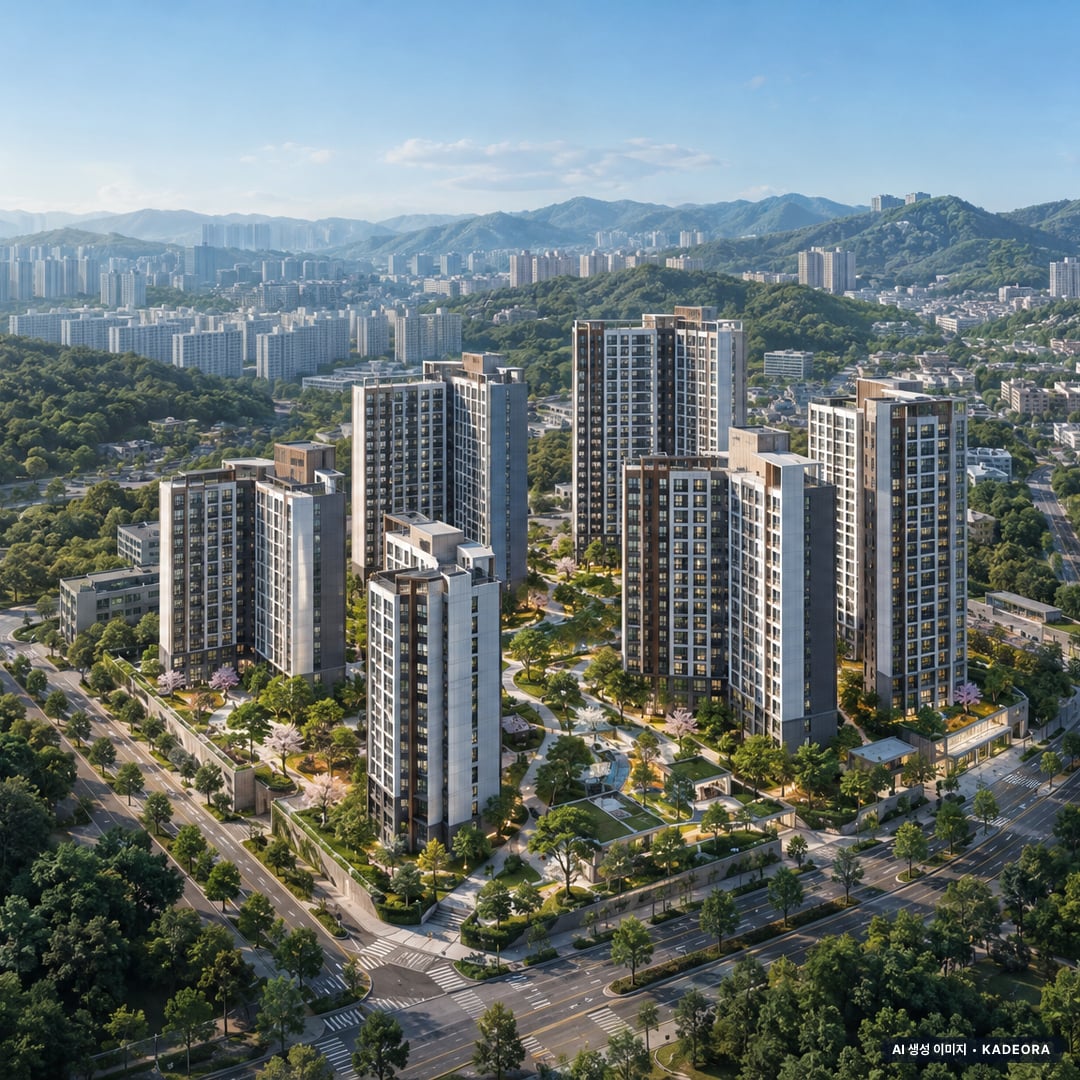 포레나더샵 인천시청역(3차) 이번 5세대 공급 기준 AI 상상도(주간 항공) — 실제와 다를 수 있음