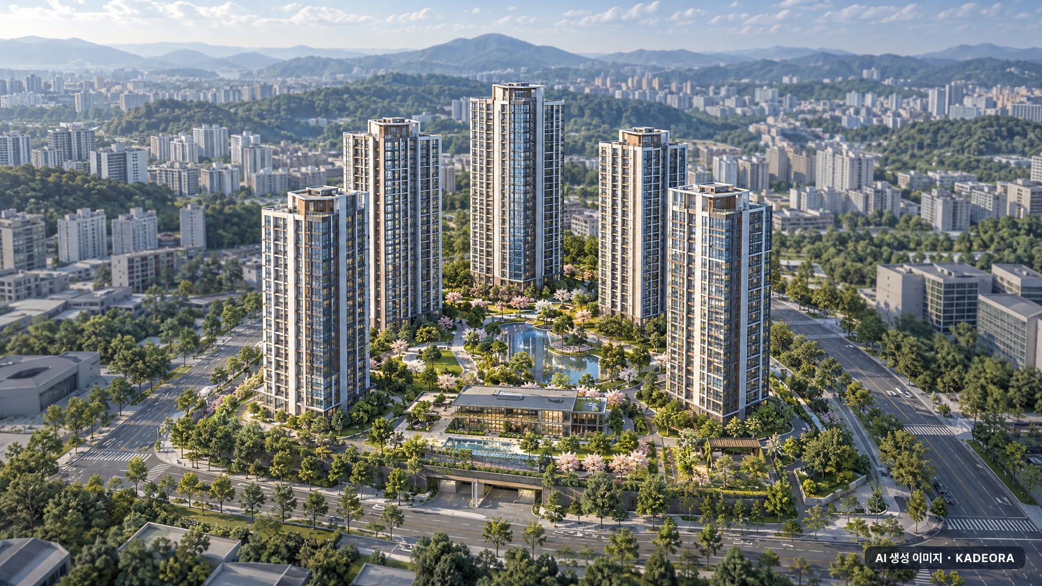 원주역 우미 린 더 스카이 단지 전경 AI 상상도(주간 항공) — 강원 원주시 착공 900세대