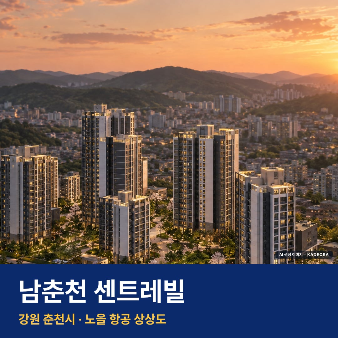 남춘천 센트레빌 모델하우스 단지 모습 · AI 생성 상상도 · 실제와 다를 수 있음
