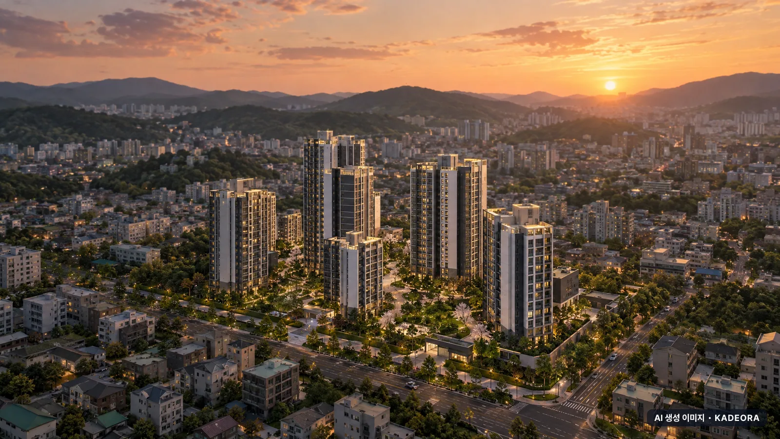 남춘천 센트레빌 단지 전경 AI 상상도(저녁) — 춘천시 아파트 분양